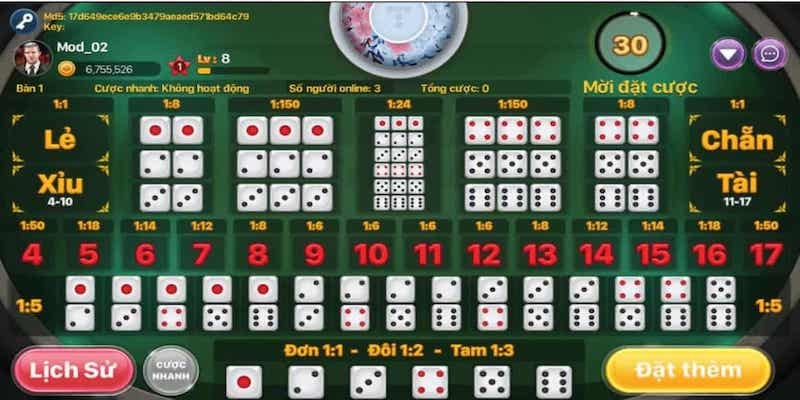Một vài cửa cược phổ biến trong Tài Xỉu Fun88